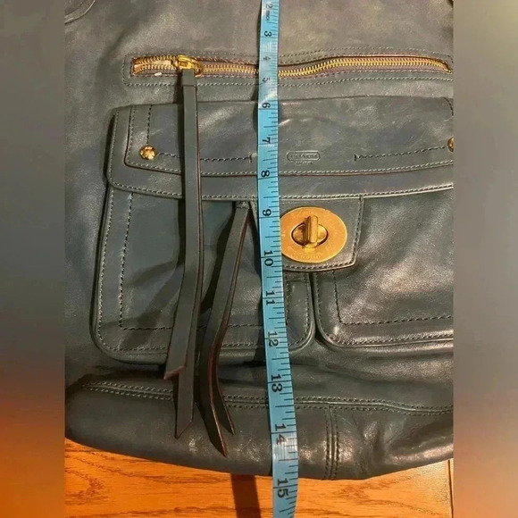 Coach Lindsay Hampton Teal Blue Hobo Bag with Golden Tone Hardware - Picture 12 of 12